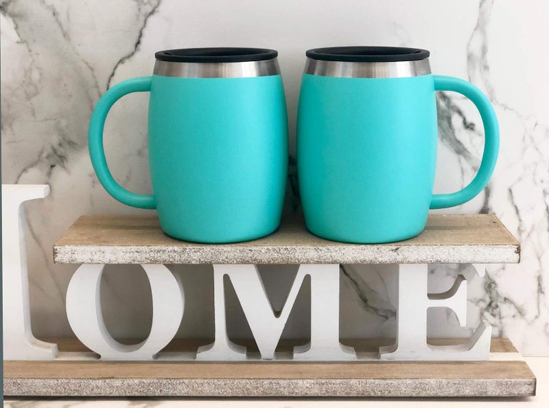 CHILLOUT LIFE Stainless Steel Insulated Coffee Mugs Set of 2 (14oz) Double Wall Coffee Cups With Spill Resistant Lid & Handle â€“ Shatterproof Cups for Cold & Hot Drinks for Indoor & Outdoor Use (Aqua Blue) - Image 5